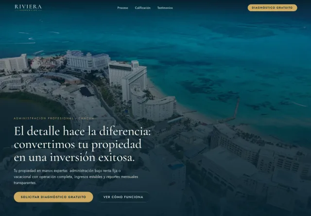 Captura del sitio web de Riviera Properties